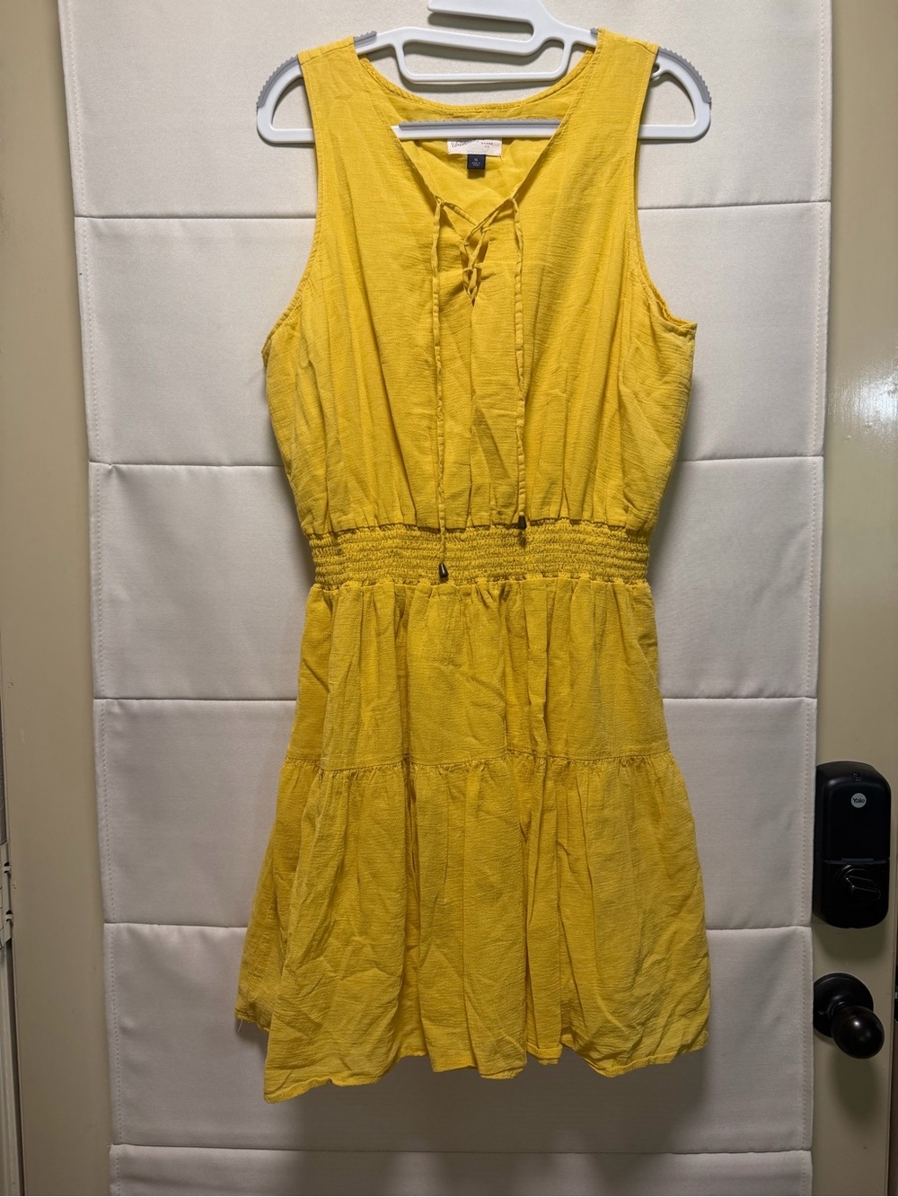 Universal Thread Yellow Mustard Tiered Dress Cotton XL Boho Cottagecore Prairie